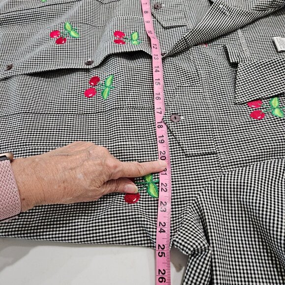 Quacker Factory Black & White Jacket Gingham Cherry Embroidered 1X Rockabilly - Picture 10 of 10